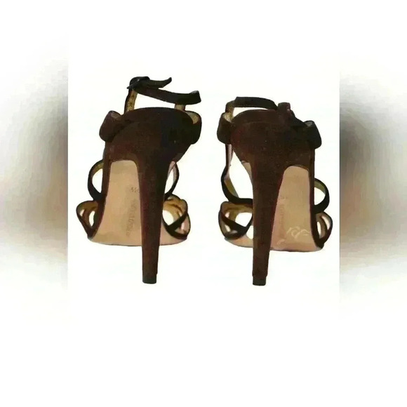 MANOLO BLAHNIK  Brown Suede Lace Peep Sandal Pump Heel 36.5EU 6.5US Italy - Picture 3 of 9